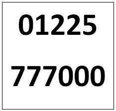 01225777000 Bath Telephone Number - 20 per month or 599 one-off