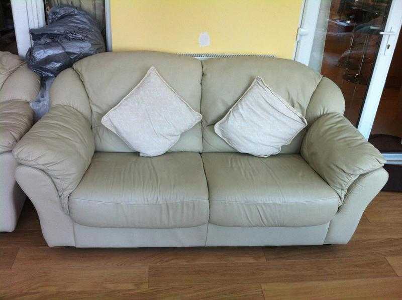 1 cream leather sofa with 2 armchairs