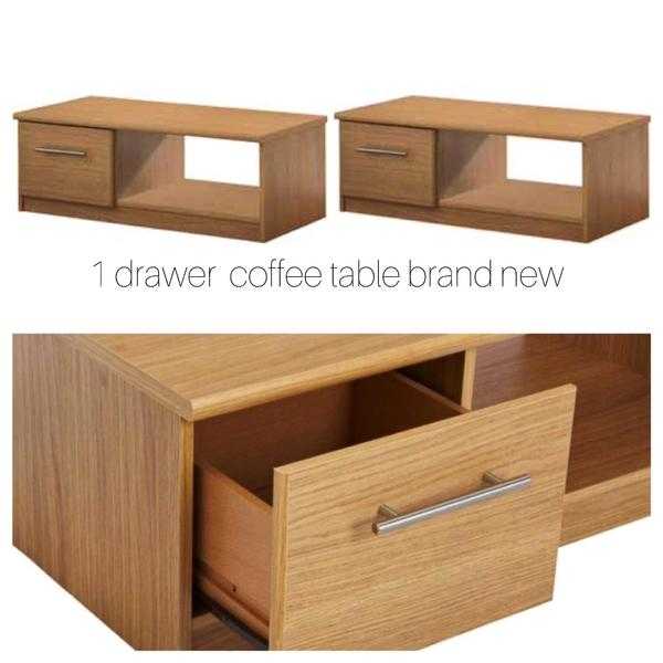 1 drawer oak coffee table- brand new