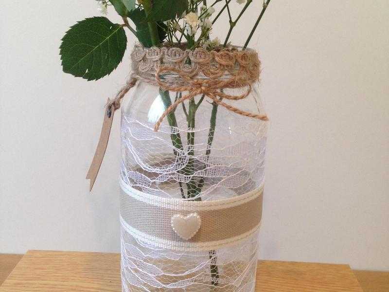 10 x shabby chic weddingtable decorations jars