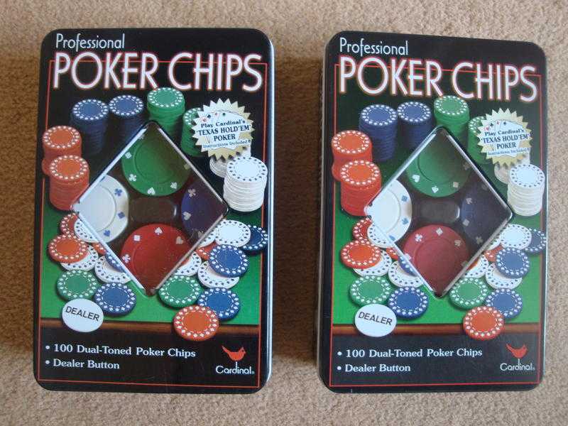 100 Dual-tone Professional Poker Chips Cardinal x 2 boxes