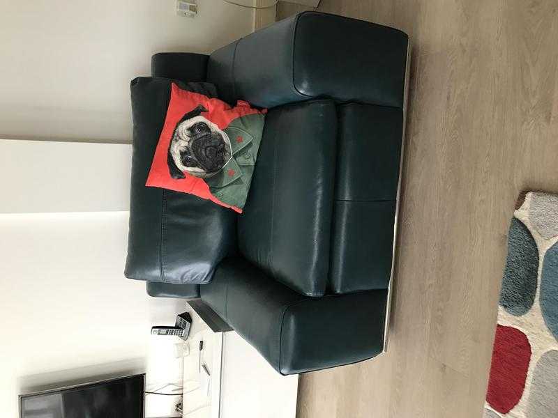 100 real leather corner sofa and chair for sale