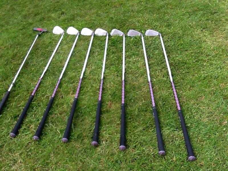 12 Ladies left hand golf clubs with carry bag.