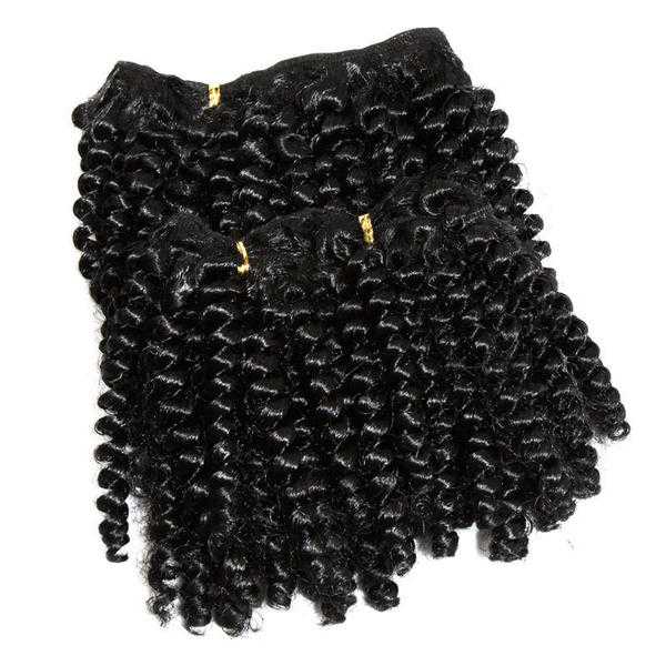 12quot Spiral Curl Afro Hair Weft Extensions - Silky Black