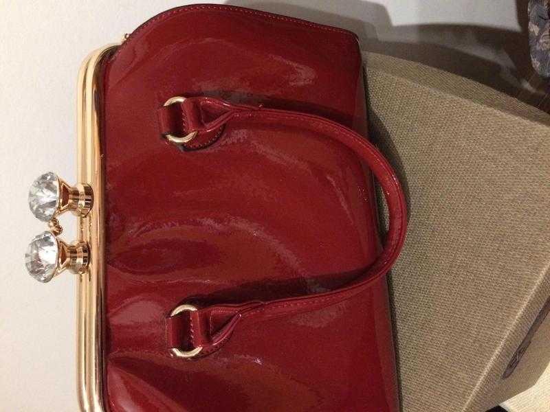 15  new beautiful red patent handbag