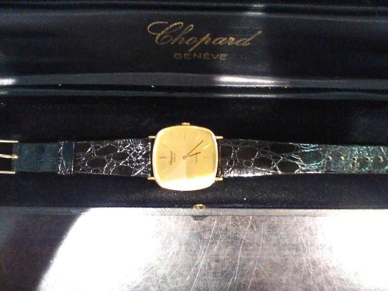 18 ct gold luxury antique Chopard gentlemans dress watch. Very rare amp fully certified