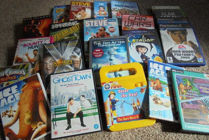 18 DVD selection of Films plus 1 X Box Game and 2 Play Station Games