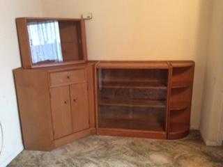 1950039s corner unit complete with two bookcases and glass fronted display unit