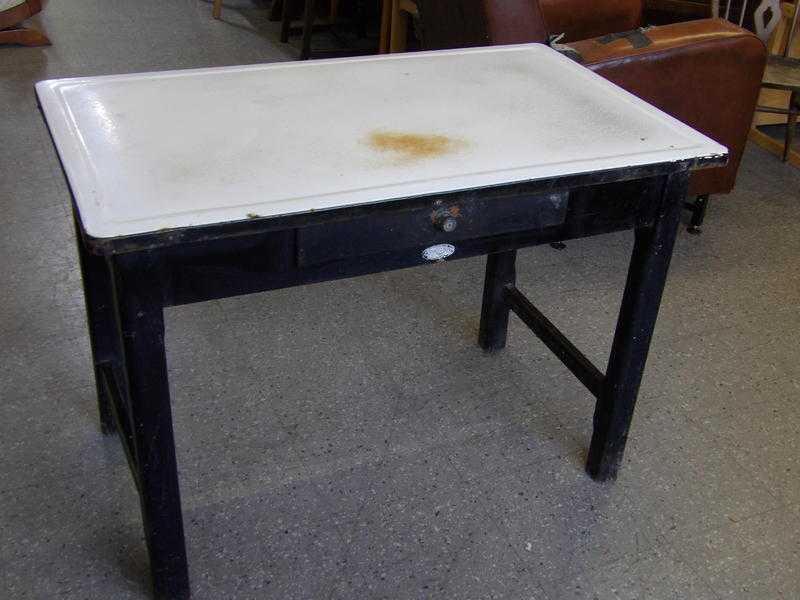 1950s kitchen work bench  table with enamel top