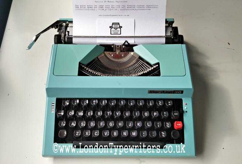 1970039s Fully Working Vintage Manual Typewriter - Light Blue - New Ribbon and Case