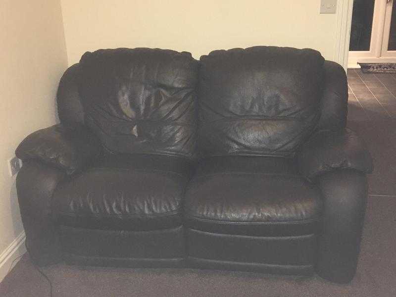 2 amp 3 seat sofas genuine leather brown