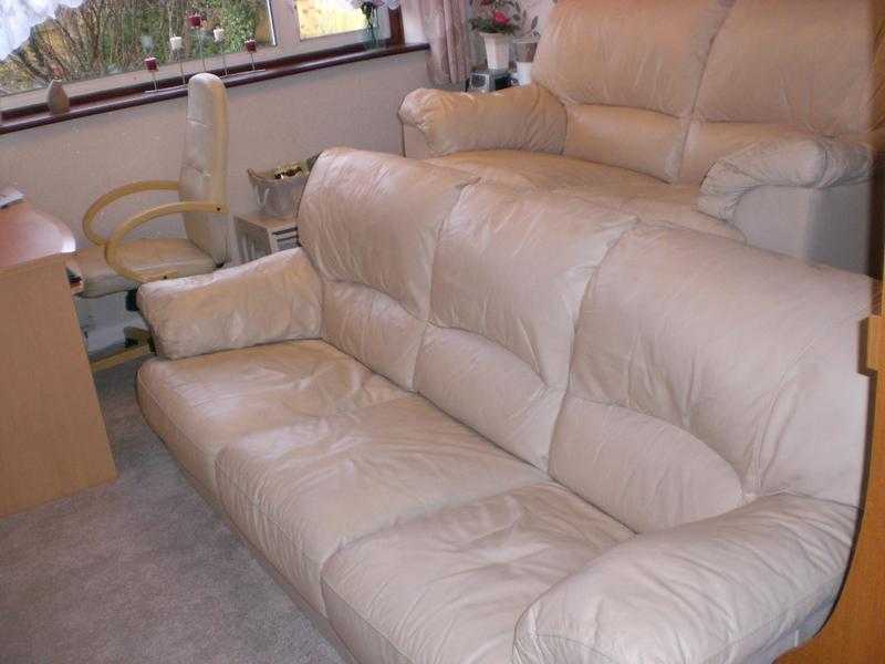 2 amp 3  seater cream leather sofas in good condition. Will sell separately if required.