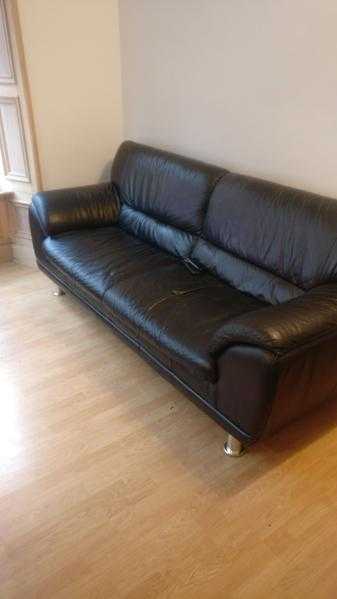 2 and 3 seater black leather sofas