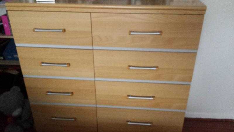 2 Beech bedside tables and an 8 drawer unit