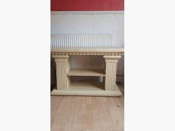 2 BEIGE ROMAN PILLARS TV CORNER UNITSTAND