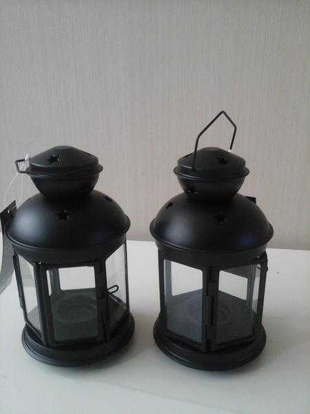 2 Black Tea light lanterns brand new with lables