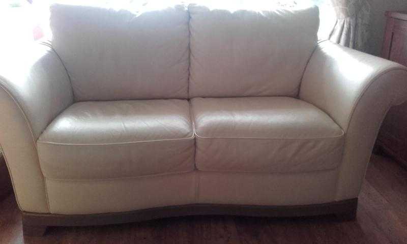 2 Cream Leather Sofas