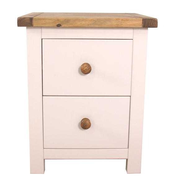 2 Drawer Pine White amp Wax Bedside Table