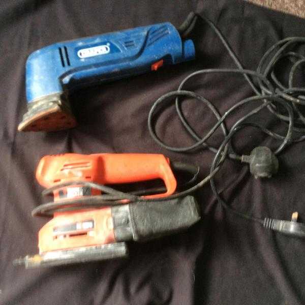 2 ELECTRIC SANDERS, DRAPER SMALL TRI BASE, BLACK amp DECKER SANDER