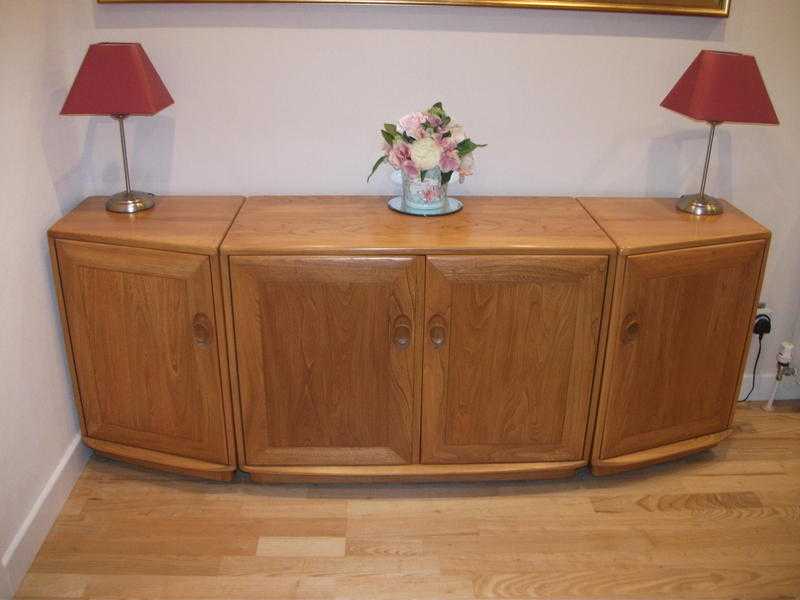 2 ERCOL WINDSOR TAPERED END UNITS,LIGHT FINISH