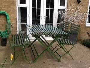 2 green director style folding garden chairs