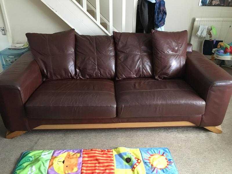 2 large brown leather sofa039s for sale