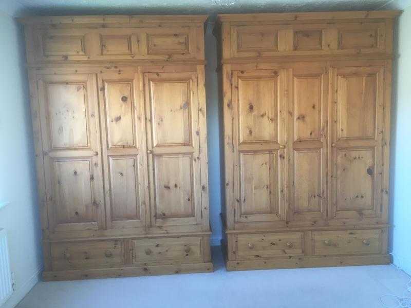 2 Large Pine Wardrobes