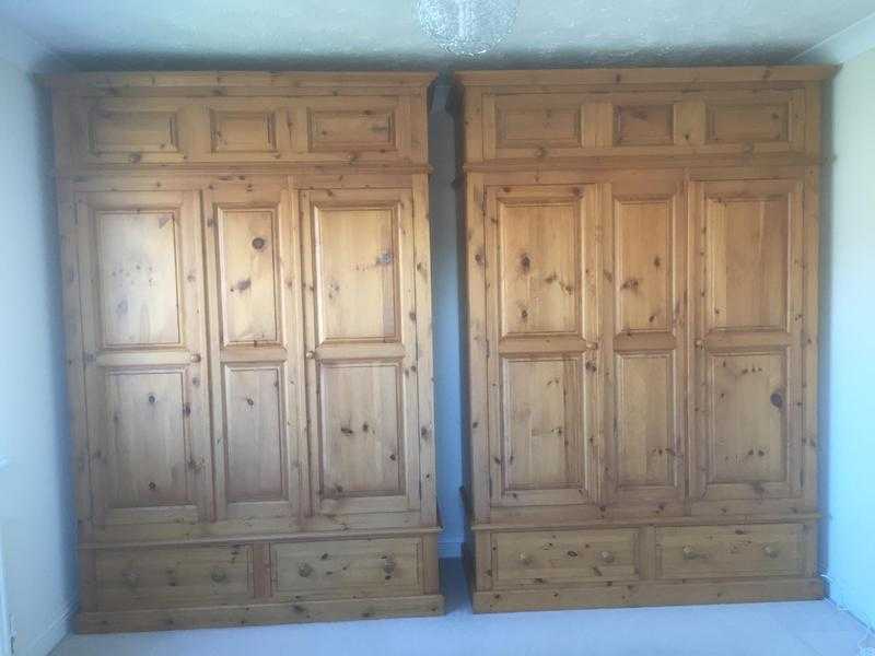 2 large pine wardrobes.