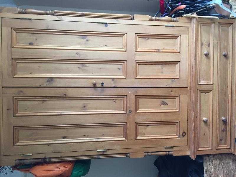 2 large solid pine wardrobes