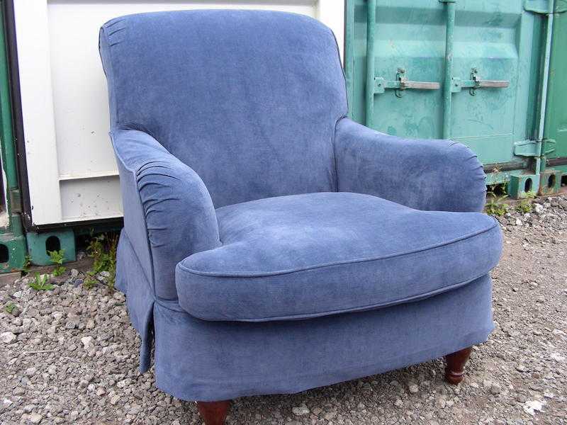 2 Marks and Spencer Club Armchairs  in DENIM CRUSHED VELVET FABRIC