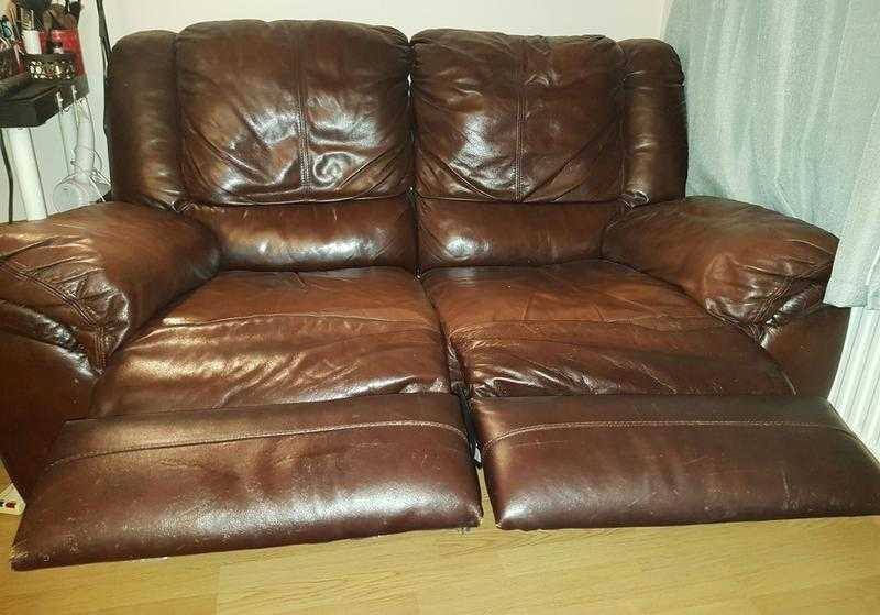 2 Recliner leather sofas