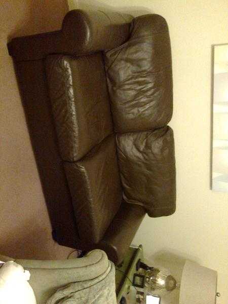 2 seat brown leather sofa