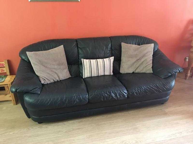 2 Seater amp 3 Seater Black Leather Sofa