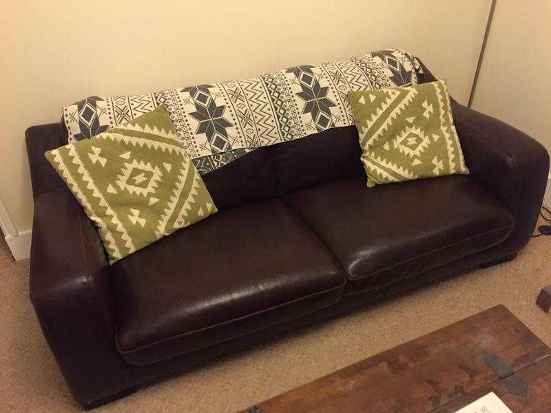 2 Seater amp 3 Seater Brown Leather Sofas - Good Condition, Very Comofrtable