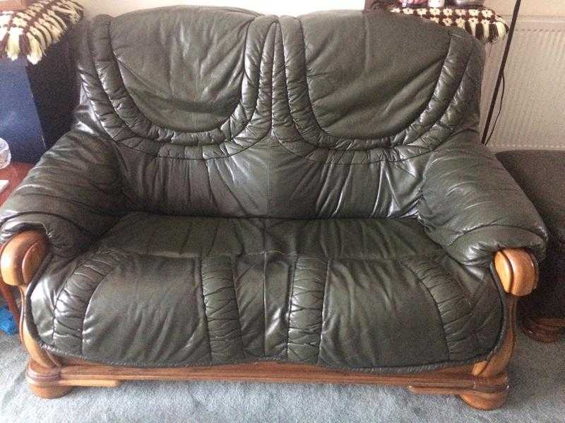 2 seater and 1 seater leather sofa039s  foot stool