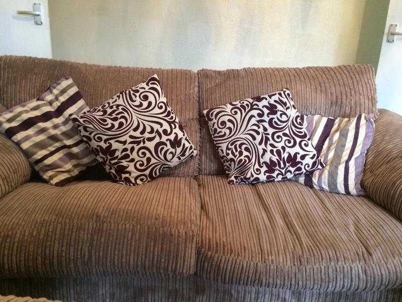 2 seater and 3 seater brown sofas