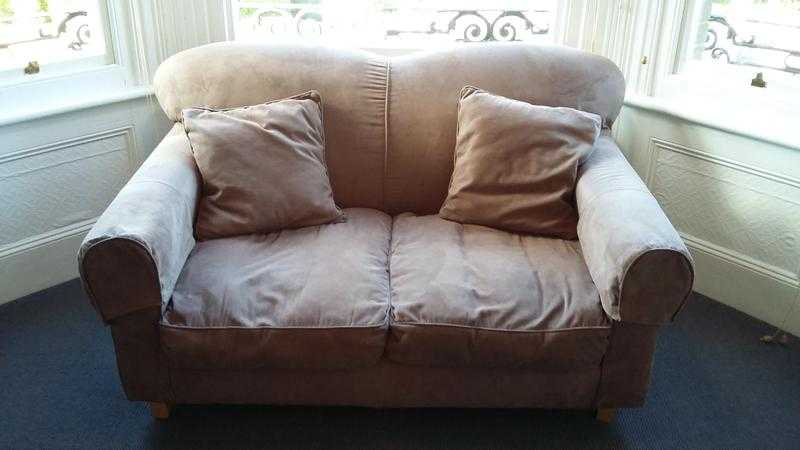 2 Seater Brown Faux Suede Sofa