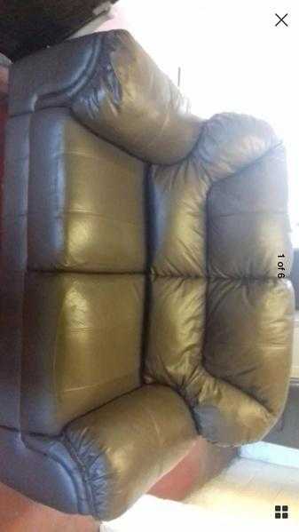 2 Seater brown leather sofa