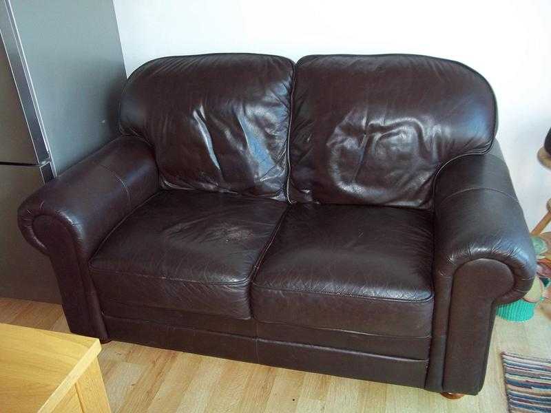 2 Seater Brown Leather Sofa