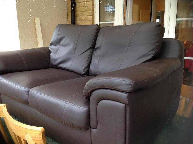 2 seater brown leather sofa