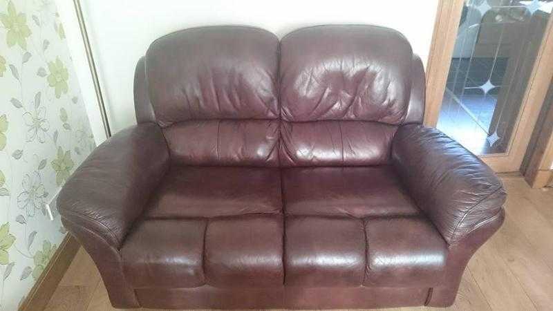 2 Seater Brown leather sofa and 2 chairs