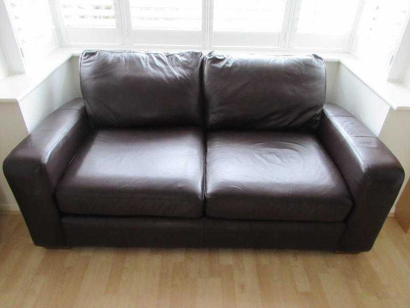 2 SEATER BROWN LEATHER SOFA (NEXT)