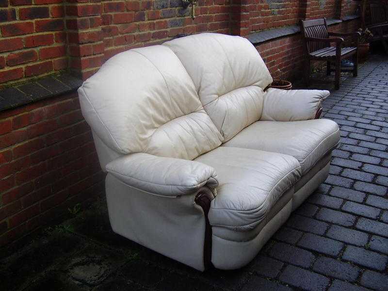 2 seater  leather settee and chair