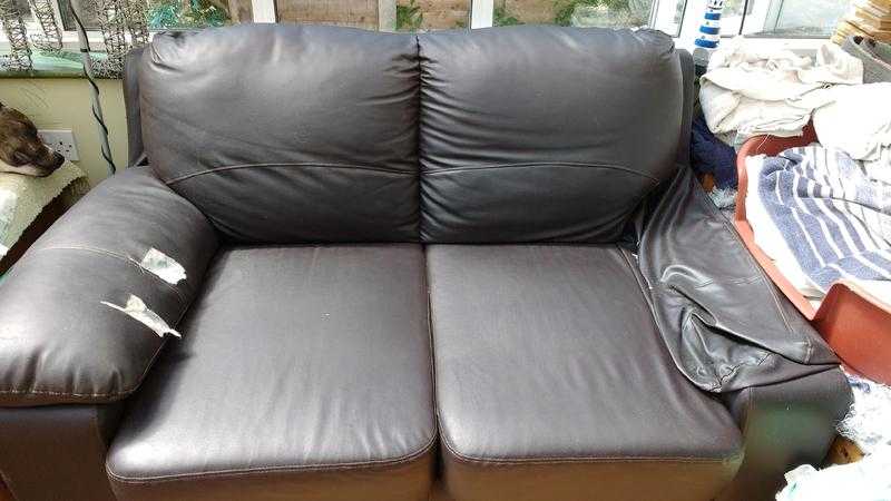 2 Seater Leather Sofa (pet damaged)