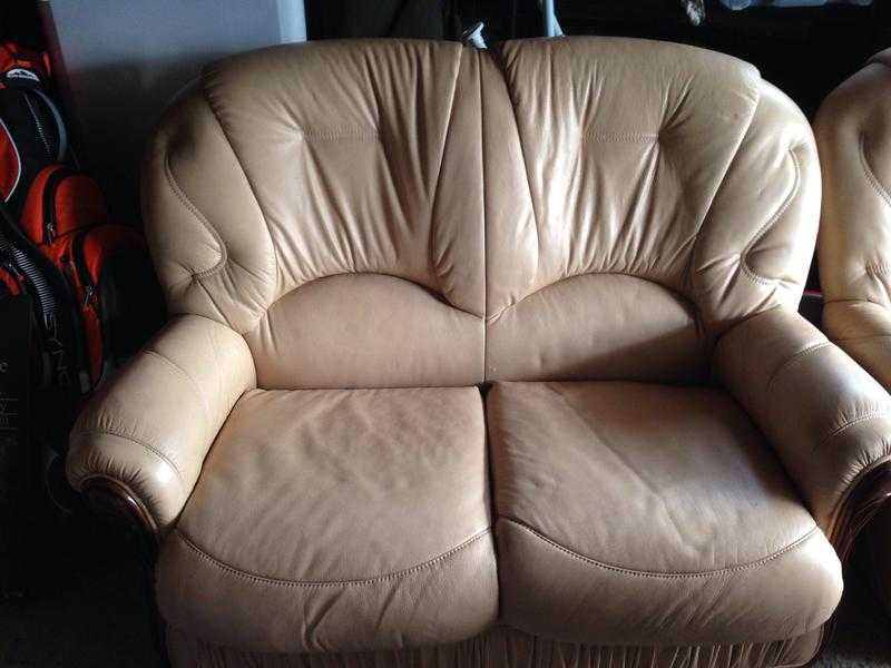 2 seater leather sofa with matching chair