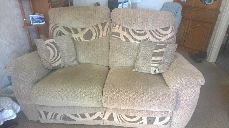 2 Seater reclining sofa in mink draylon fabric