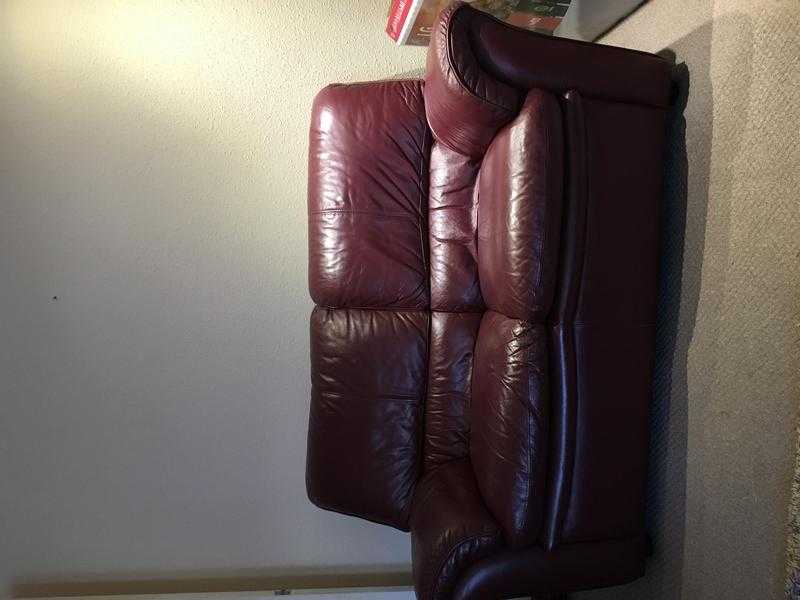 2 Seater Red Leather Sofa