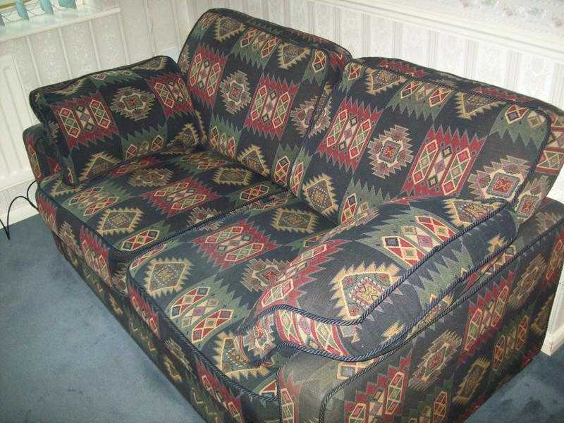 2 Seater Sofa DFS Dark Blue Aztec Design