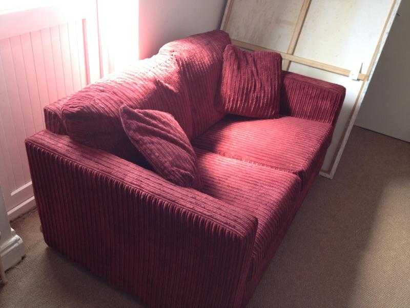 2 Seater Sofa in Wine. Jumbo Corduroy