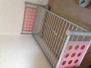 2 single silver metal bedframes different styles